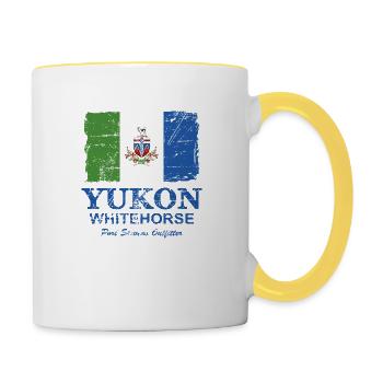 Yukon Flag - Canada - Vintage Look - Tasse zweifarbig - Weiß/Gelb - Rechts