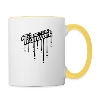 stempel graffiti tropfen freunde logo gemeinsam te - Contrasting Mug - white/yellow - Right