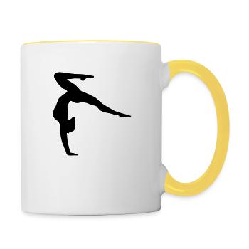 gymnast, gymnastics handstand - Mug contrasté - blanc/jaune - Droite