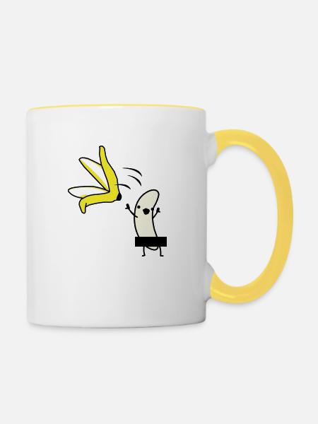 Banana zieht blank - Tasse zweifarbig - Weiß/Gelb