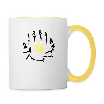 Yoga - Sun greeting - Contrasting Mug - white/yellow - Right