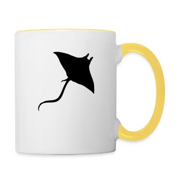 Stingray nager plongée silhouette contour - Mug contrasté - blanc/jaune - Droite