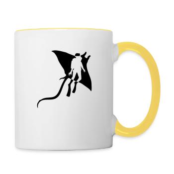 Plongeur 2 amis plongeant ensemble stingray s - Mug contrasté - blanc/jaune - Droite