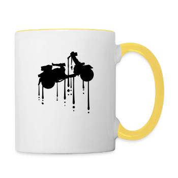 tropfen graffiti clipart fahren elektro roller fue - Tasse zweifarbig - Weiß/Gelb - Rechts