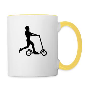 electric scooter clipart electric scooter fun tretrol - Contrasting Mug - white/yellow - Right