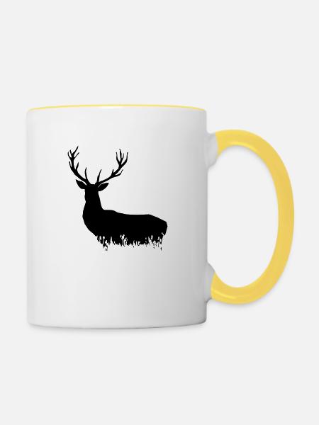 Deer - Hirsch - Tasse zweifarbig - Weiß/Gelb