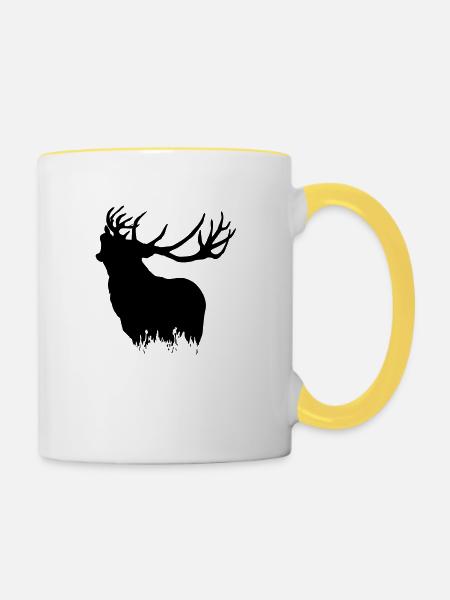 Deer - Hirsch - Tasse zweifarbig - Weiß/Gelb
