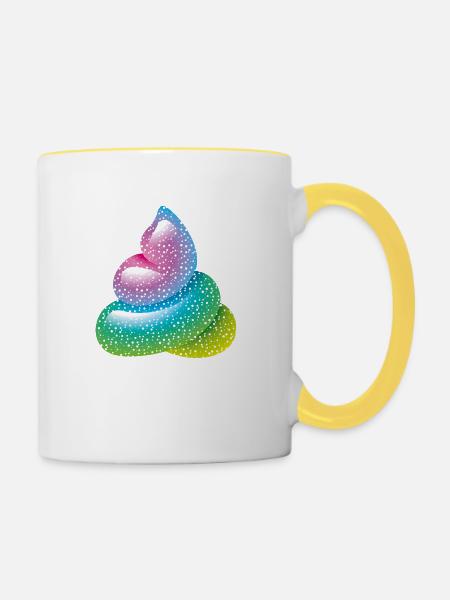 Smiley Glitter Poo - Tasse zweifarbig - Weiß/Gelb