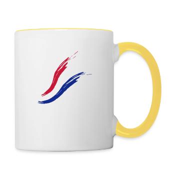 France flag color painted drop team homeland - Contrasting Mug - white/yellow - Right