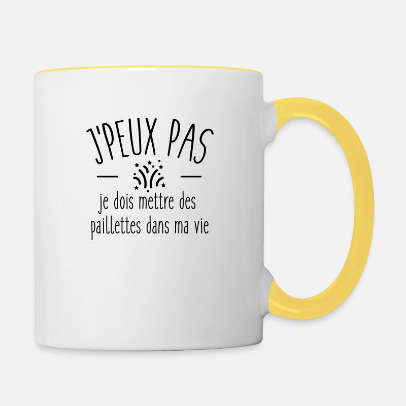 Des paillettes dans ma vie - Mug contrasté - blanc/jaune