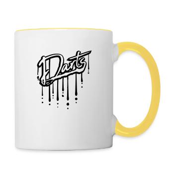 logo drop jeu de fléchettes graffiti crew dart team f - Mug contrasté - blanc/jaune - Droite