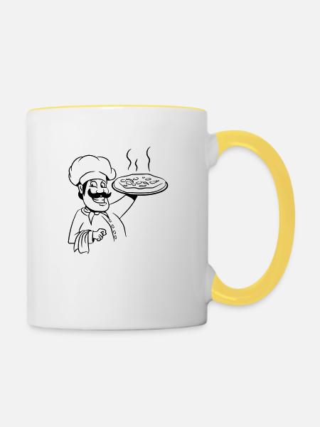 kochen koch pizza - Tasse zweifarbig - Weiß/Gelb