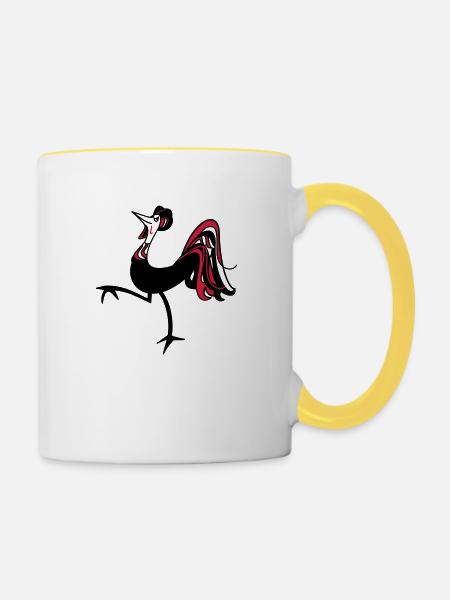 Hahn - Tasse zweifarbig - Weiß/Gelb