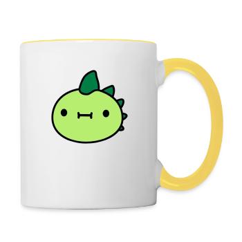 dinosaurier kopf gesicht - Tasse zweifarbig - Weiß/Gelb - Rechts