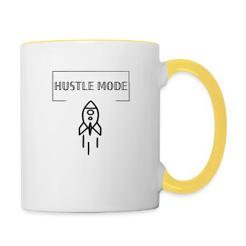 Hustle shirt - motivational - Contrasting Mug - white/yellow - Right