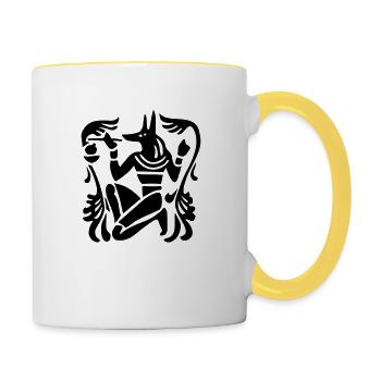 Anubis Ägypten Tattoo2 - Tasse zweifarbig - Weiß/Gelb - Rechts