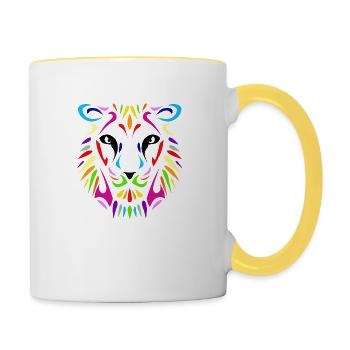lioness color design - Contrasting Mug - white/yellow - Right