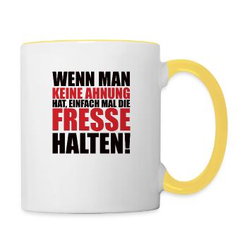 Wenn man keine Ahnung hat - Tasse zweifarbig - Weiß/Gelb - Rechts