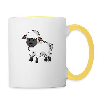 mouton - Mug contrasté - blanc/jaune - Droite