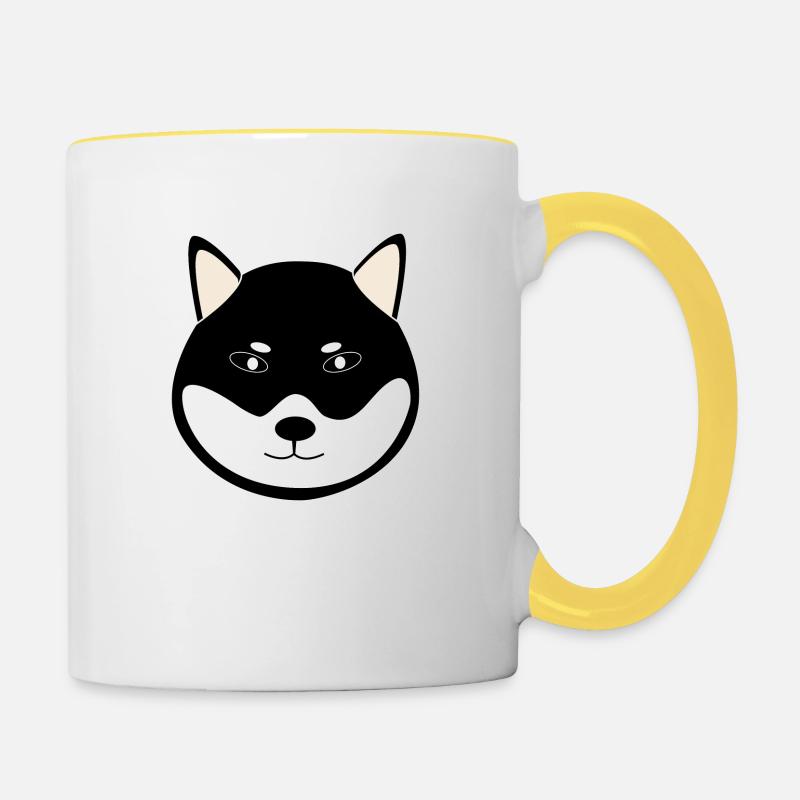shiba inu noir - Mug contrasté - blanc/jaune