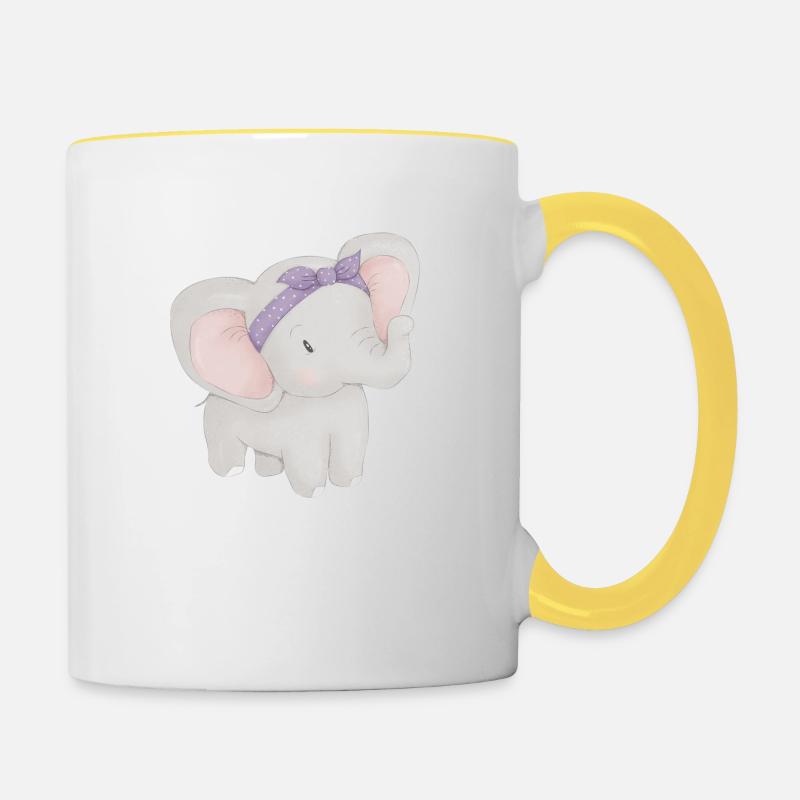 Bébé éléphant - Mug contrasté - blanc/jaune