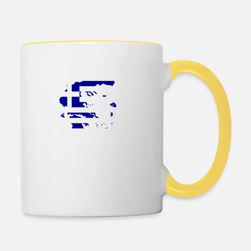 Carte du drapeau de la Grèce - Mug contrasté - blanc/jaune
