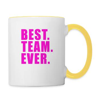 MEILLEURE ÉQUIPE JAMAIS CADEAU GROUPE DE TRAVAIL GROUPE CLUB - Mug contrasté - blanc/jaune - Droite