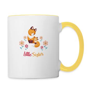 Little sister - fox siblings - Mug contrasté - blanc/jaune - Droite