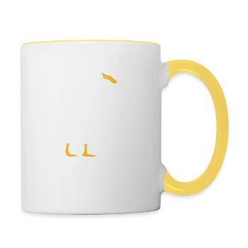 Gefährliche bewaffnete Gans - Tasse zweifarbig - Weiß/Gelb - Rechts