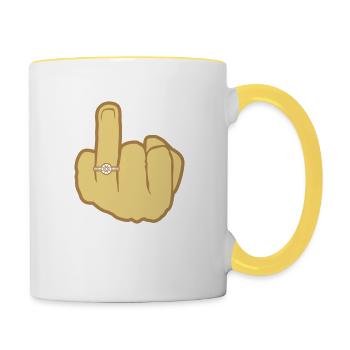 Alliance de mariage à la main - Mug contrasté - blanc/jaune - Droite