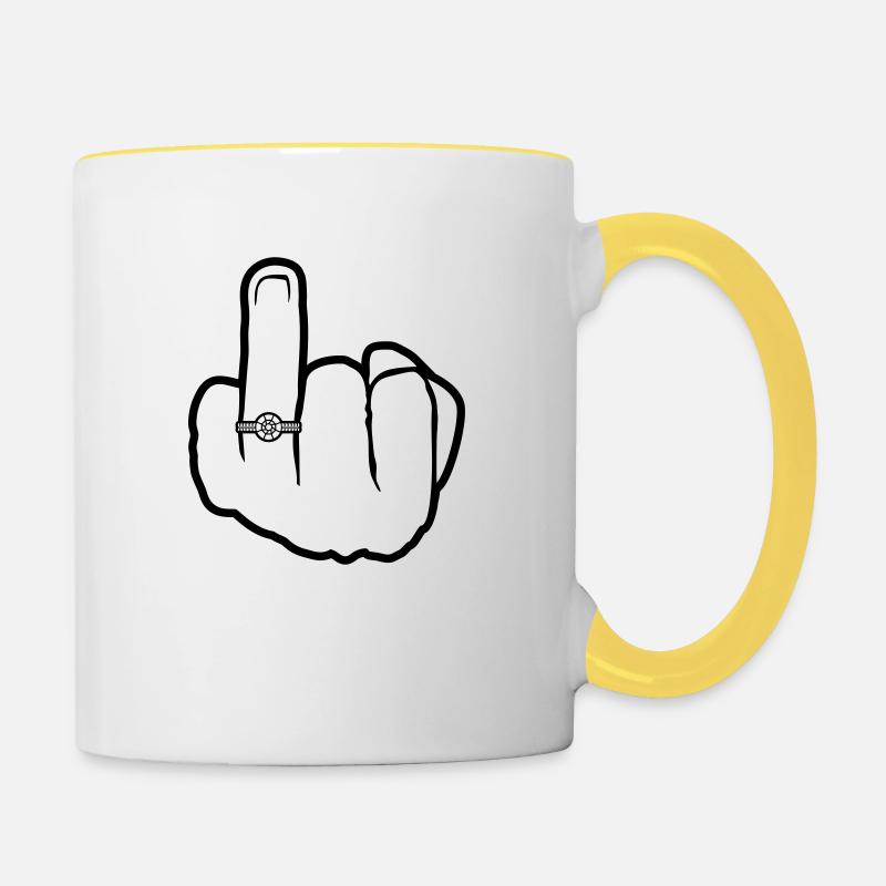 Wedding ring hand wedding - Contrasting Mug - white/yellow