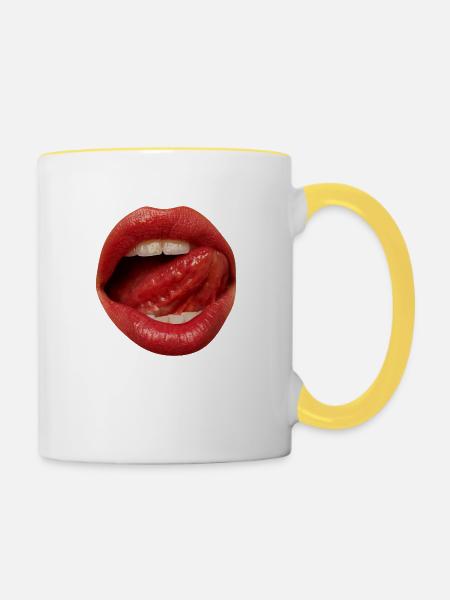 Mundmädchen - Tasse zweifarbig - Weiß/Gelb