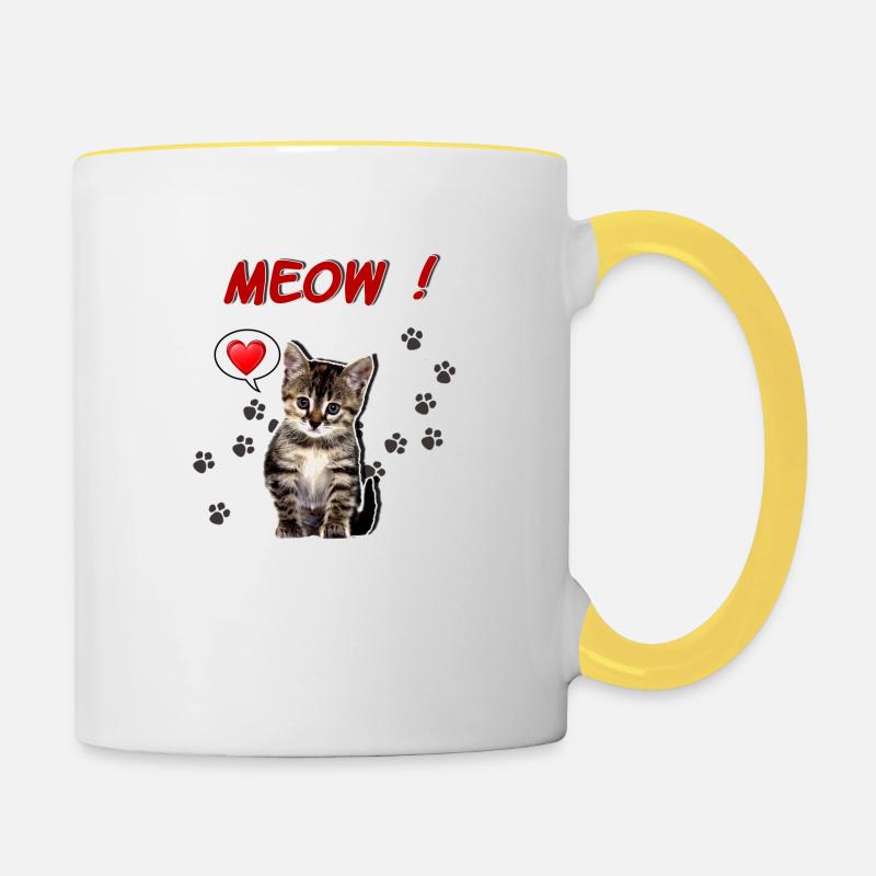 MEOW cat - Contrasting Mug - white/yellow
