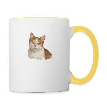 katze Marie - Tasse zweifarbig - Weiß/Gelb - Rechts