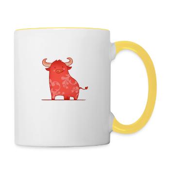 Happy Bull - Contrasting Mug - white/yellow - Right