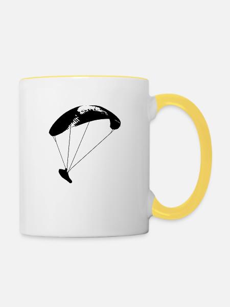 paraglider 10 - Tasse zweifarbig - Weiß/Gelb