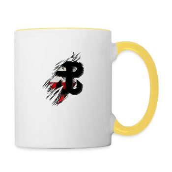 PW Znak Polski Walczącej polski patriota, kotwica - Tasse zweifarbig - Weiß/Gelb - Rechts