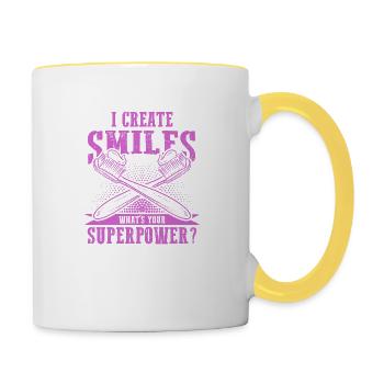 Zahnarzt smile - Tasse zweifarbig - Weiß/Gelb - Rechts