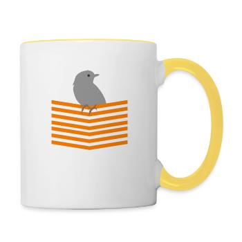 Bird bird budgie - Contrasting Mug - white/yellow - Right