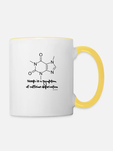 Koffein - Tasse zweifarbig - Weiß/Gelb