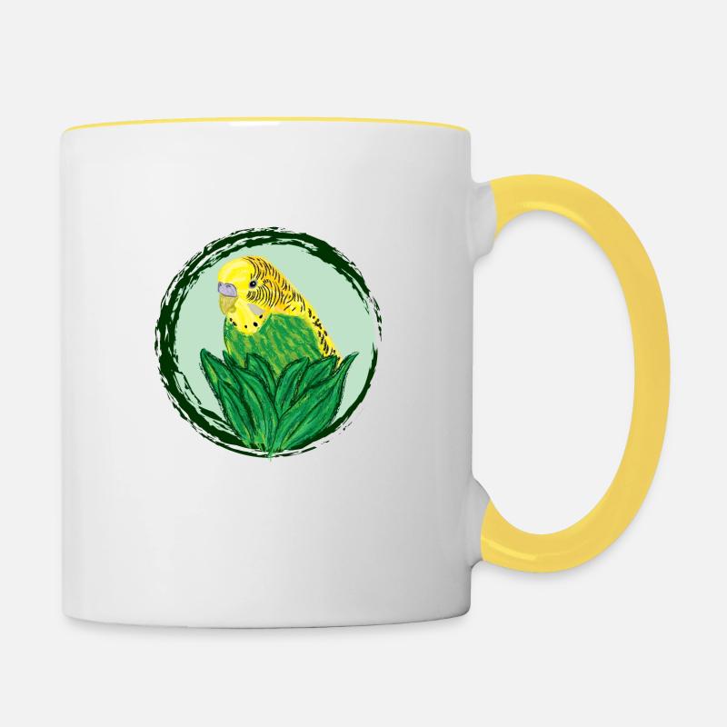 Yellow Parakeet / Yellow Budgie VI - Contrasting Mug - white/yellow