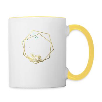 Frame Gold Rose Abstract Hexagon Hexagon - Contrasting Mug - white/yellow - Right