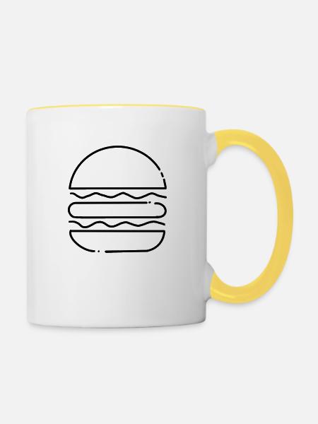 Burger - Tasse zweifarbig - Weiß/Gelb