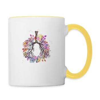 ART ANATOMIQUE BRONCHES PULMONAIRES FLORALES - Mug contrasté - blanc/jaune - Droite