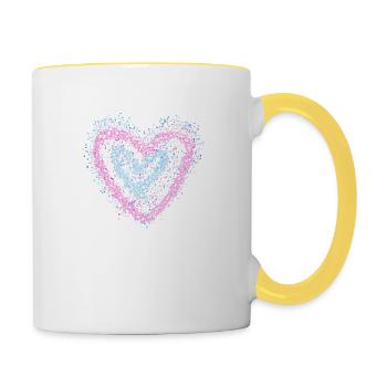 Glitter heart - Contrasting Mug - white/yellow - Right