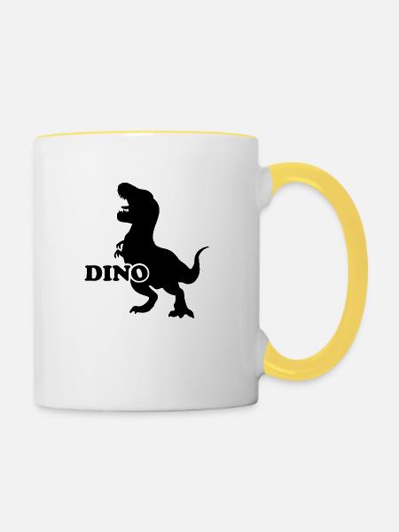 Dinosaurier Dino Dinosaur - Tasse zweifarbig - Weiß/Gelb
