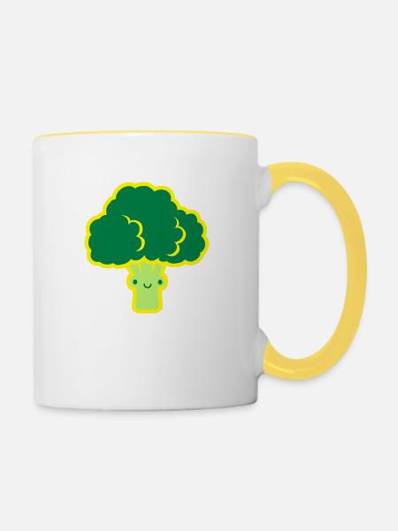Süßer kleiner Brokkoli - Tasse zweifarbig - Weiß/Gelb