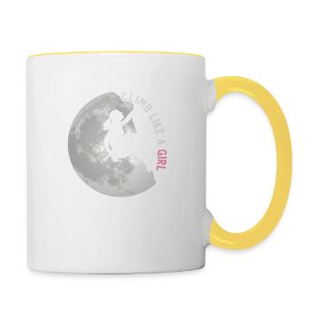 Climb Like A Girl Mountaineering Girls Climbing - Contrasting Mug - white/yellow - Right