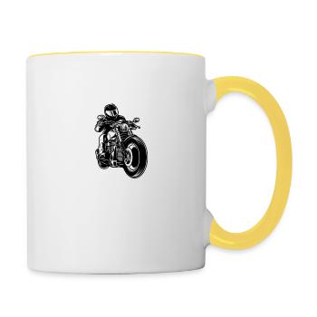 Je suis libre je suis à moto - Mug contrasté - blanc/jaune - Droite