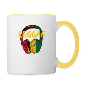 Reggae Music Headphones - Contrasting Mug - white/yellow - Right